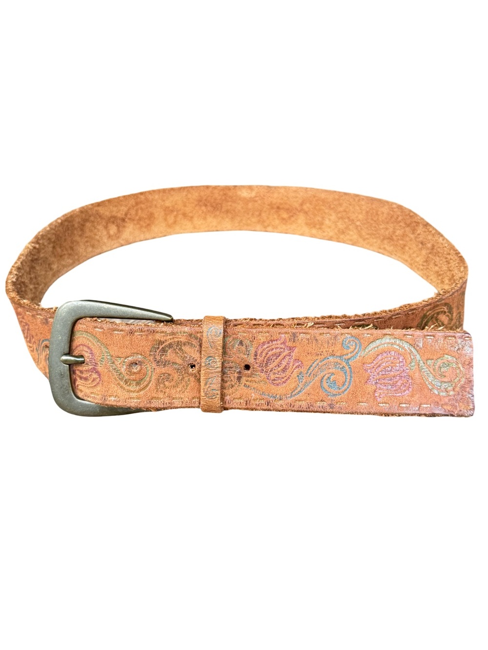 Embossed Leather Belt Vintage Stamped
